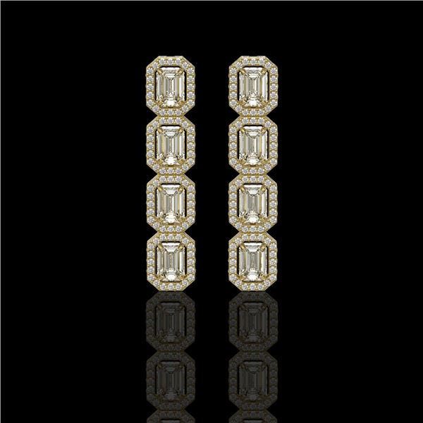 5.33 ctw Emerald Cut Diamond Micro Pave Earrings 18K Yellow Gold - REF-804N5F