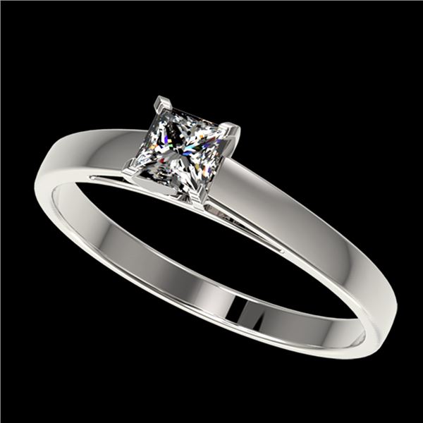 0.50 ctw Certified VS/SI Quality Princess Diamond Ring 10k White Gold - REF-60A3N