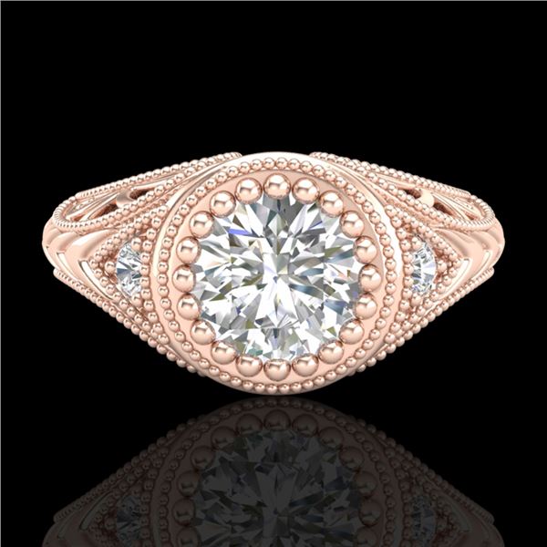 1.07 ctw VS/SI Diamond Solitaire Art Deco Ring 18k Rose Gold - REF-321N2F