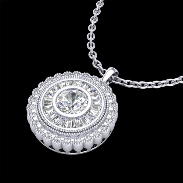 2.11 ctw VS/SI Diamond Solitaire Art Deco Stud Necklace 18k White Gold - REF-309X3A