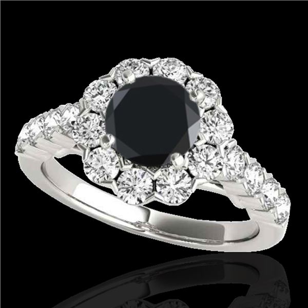2.35 ctw Certified VS Black Diamond Solitaire Halo Ring 10k White Gold - REF-102N3F