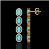 Image 2 : 4.84 ctw Turquoise & Diamond Micro Pave Halo Earrings 10k Yellow Gold - REF-110W9H