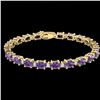 Image 2 : 25.8 ctw Amethyst & VS/SI Diamond Eternity Bracelet 10k Yellow Gold - REF-122F9M