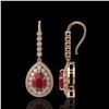 Image 2 : 10.15 ctw Certified Ruby & Diamond Victorian Earrings 14K Rose Gold - REF-279M3G