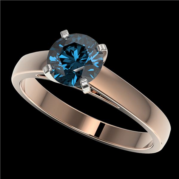 1.22 ctw Certified Intense Blue Diamond Engagment Ring 10k Rose Gold - REF-120M3G