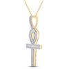 Image 2 : Baguette Diamond Ankh Cross Charm Pendant 1-1/2 Cttw 10KT Yellow Gold