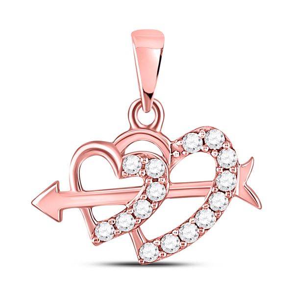 Round Diamond Arrow Heart Pendant 1/5 Cttw 10KT Rose Gold
