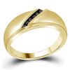 Image 2 : Round Black Color Enhanced Diamond Band Ring 1/8 Cttw 10KT Yellow Gold