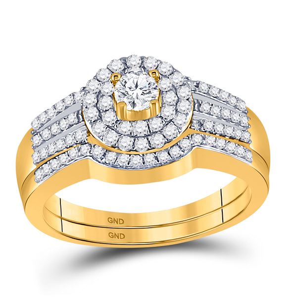 Diamond Bridal Wedding Ring Band Set 1/2 Cttw 10KT Yellow Gold