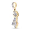 Image 2 : Baguette Diamond Number 4 Crown Charm Pendant 3/4 Cttw 10KT Yellow Gold