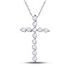 Image 1 : Round Diamond Cross Pendant 1/2 Cttw 14KT White Gold