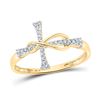 Image 1 : Round Diamond Cross Infinity Band Ring 1/10 Cttw 10KT Yellow Gold