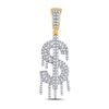 Image 1 : Round Diamond Dollar Sign Dripping Charm Pendant 1/2 Cttw 10KT Yellow Gold