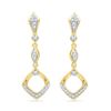 Image 1 : Round Diamond Offset Square Dangle Earrings 1/6 Cttw 10KT Yellow Gold