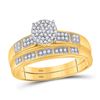 Image 2 : Diamond Cluster Matching Wedding Set 1/3 Cttw 10KT Yellow Gold