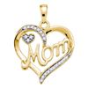 Image 1 : Round Diamond Mom Mother Heart Pendant 1/10 Cttw 10KT Yellow Gold
