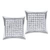 Image 1 : Round Diamond Square Cluster Earrings 1/6 Cttw 10KT White Gold