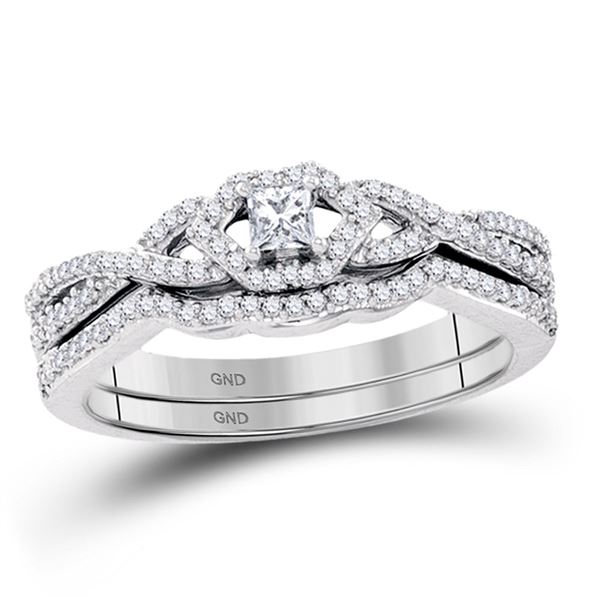 Bridal Wedding Ring Band Set 1/3 Cttw 10KT White Gold