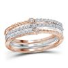 Image 1 : Round Diamond Stackable Band Set 1/4 Cttw 10KT Two-tone Gold