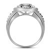 Image 2 : Round Diamond Square Ribbed Cluster Ring 3/4 Cttw 10KT White Gold