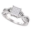 Image 1 : Princess Diamond Square Cluster Ring 1/2 Cttw 10KT White Gold