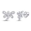 Image 1 : Round Diamond Butterfly Bug Earrings 1/8 Cttw 10KT White Gold