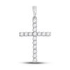 Image 1 : Round Diamond Cross Pendant 1/2 Cttw 10KT White Gold