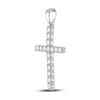 Image 2 : Round Diamond Cross Pendant 1/2 Cttw 10KT White Gold