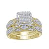 Image 2 : Diamond Cluster Matching Wedding Set 3/4 Cttw 10KT Yellow Gold