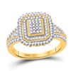 Image 1 : Round Diamond Rectangle Frame Cluster Ring 1/4 Cttw 10KT Yellow Gold
