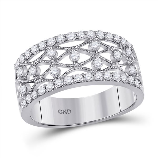 Round Diamond Band Ring 5/8 Cttw 14KT White Gold