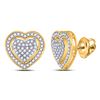 Image 1 : Round Diamond Heart Earrings 1/4 Cttw 10KT Yellow Gold