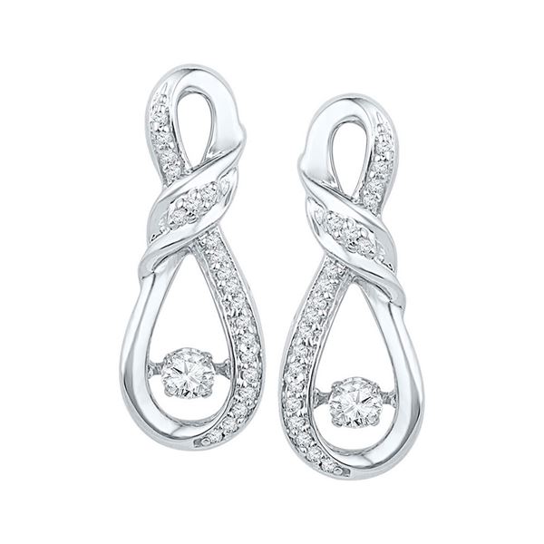 Round Diamond Moving Twinkle Fashion Earrings 1/3 Cttw 10KT White Gold