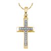 Image 1 : Round Diamond Cross Pendant 1/20 Cttw 10KT Yellow Gold
