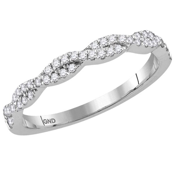 Round Diamond Twist Stackable Band Ring 1/4 Cttw 14KT White Gold