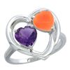 Image 1 : 1.31 CTW Amethyst & Diamond Ring 10K White Gold - REF-23H5M