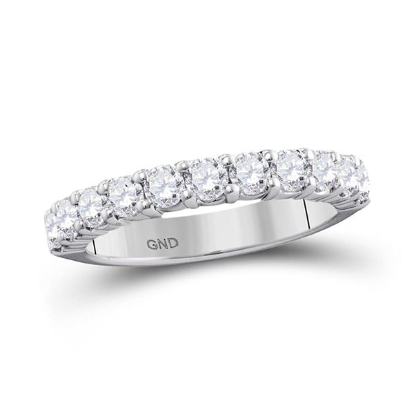 Round Pave-set Diamond Wedding Band 1 Cttw 14KT White Gold