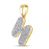 Image 2 : Round Diamond Letter H Bubble Initial Charm Pendant 5/8 Cttw 10KT Yellow Gold