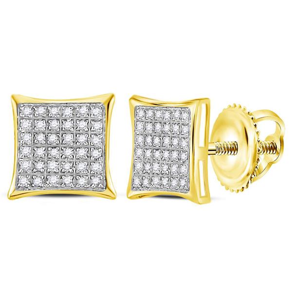 Round Diamond Square Cluster Earrings 1/4 Cttw 14KT Yellow Gold