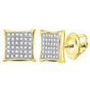 Image 1 : Round Diamond Square Cluster Earrings 1/4 Cttw 14KT Yellow Gold