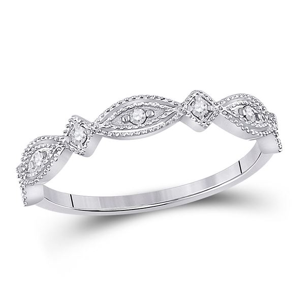Round Diamond Stackable Band Ring 1/8 Cttw 10KT White Gold