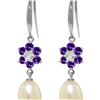 Image 1 : Genuine 9.01 ctw Amethyst, Pearl & Diamond Earrings 14KT White Gold - REF-44M3T