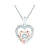 Image 1 : Round Diamond Twinkle Moving Heart Pendant 1/10 Cttw 10KT Two-tone Gold