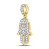 Image 2 : Round Diamond Hamsa Eye Fatima Charm Pendant 1/4 Cttw 10KT Yellow Gold