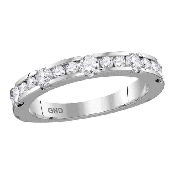 Machine-set Round Diamond Wedding Band Ring 3/4 Cttw 14KT White Gold