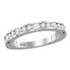 Image 1 : Machine-set Round Diamond Wedding Band Ring 3/4 Cttw 14KT White Gold