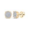 Image 1 : Round Diamond Circle Cluster Earrings 1/10 Cttw 10KT Yellow Gold