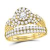 Image 2 : Diamond Solitaire Matching Wedding Set 1-1/2 Cttw 14KT Yellow Gold