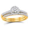 Image 1 : Diamond Cluster Bridal Wedding Ring Band Set 1/3 Cttw 10KT Yellow Gold