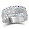 Round Diamond Grecco Cross Wedding Anniversary Band Ring 1 Cttw 14KT White Gold